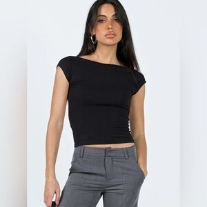 Princess Polly Rosalinda Top Black Lower Impact